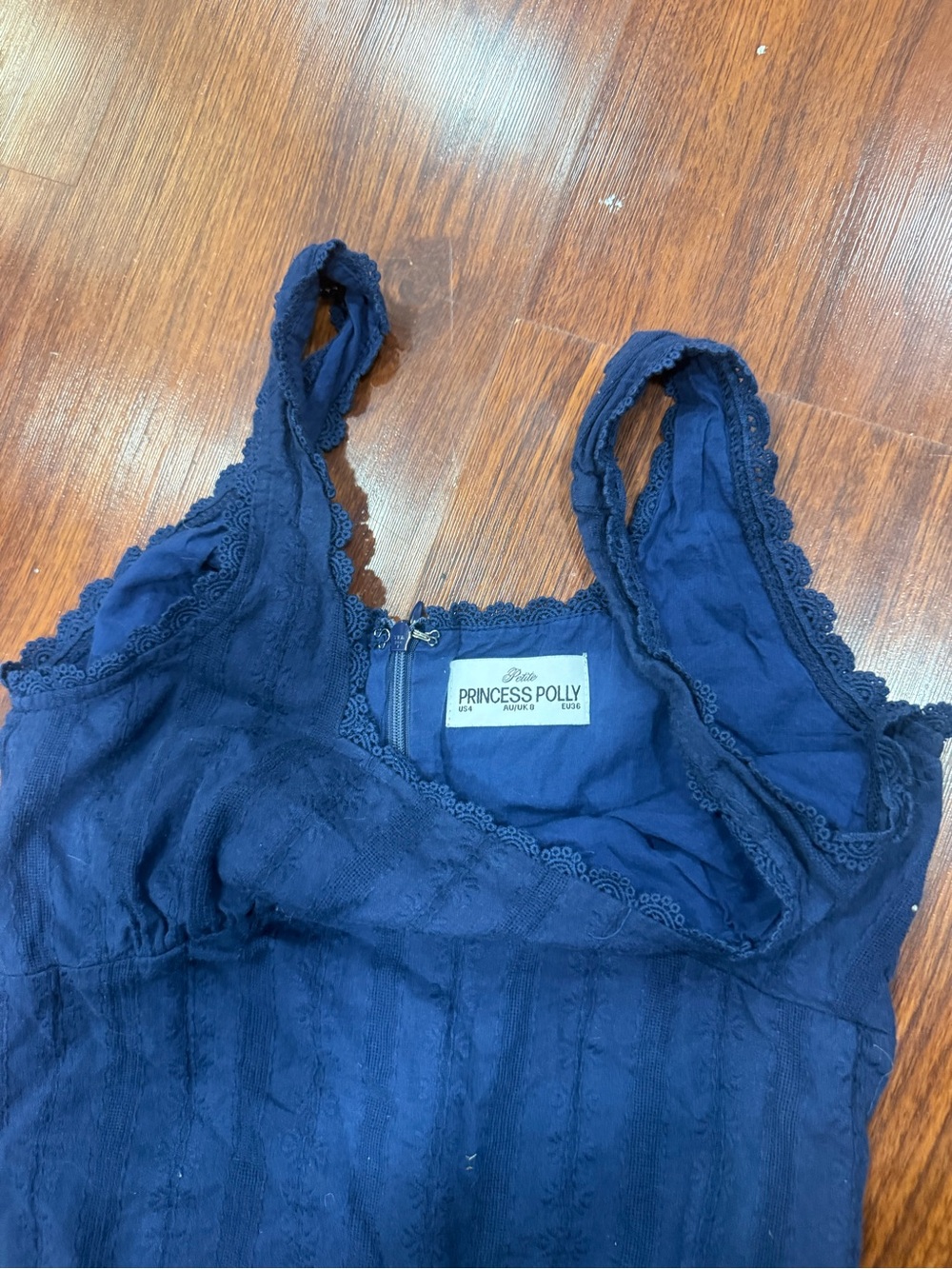 Princess Polly Navy Lace-Trim Cami Dress